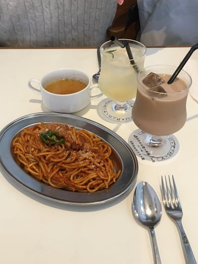 파스타와 음료